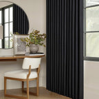 Black Pinch Pleated Full Blackout Linen 80 Inch Window Curtains 2 Panels | 100% - Image 9
