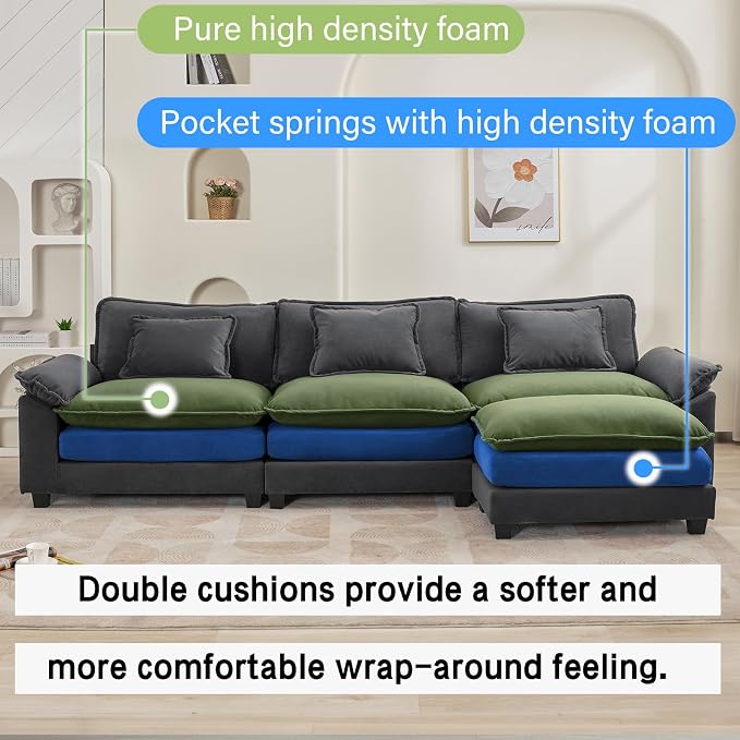 Oprisen 120" Modular Sectional Sofa, Comfy Cloud Couch Sectional Sofa - Image 3