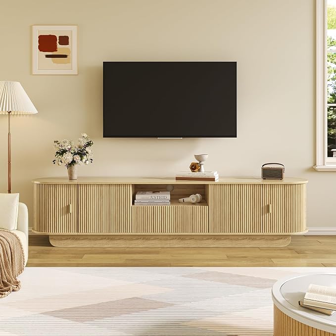 86.61'' Tambour TV Stand for 55-85 Inch, Modern Entertainment Center by ukaocai