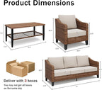 4-Piece Patio Conversation Sets, Outdoor Sectional Sofa 2-Tier Coffee Table - Image 3