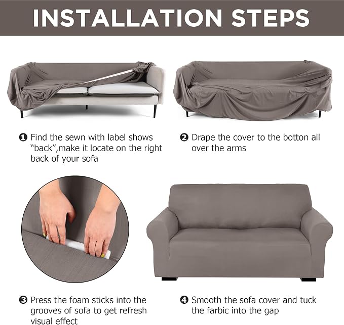Peryiter 3 Pcs Couch and Loveseat Covers Set Sofa Cover - Image 3
