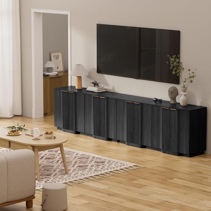 Brafab Buffet Cabinet, Wood Fluted Credenza - Image 4