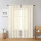 Cream Sheer Curtains 78 Inches Long 2 Panels, Elegant Light Filtering Voile by Lecloud