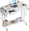 White Portable Rolling Computer Desk by Unknown
