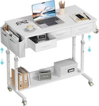 White Portable Rolling Computer Desk by Unknown