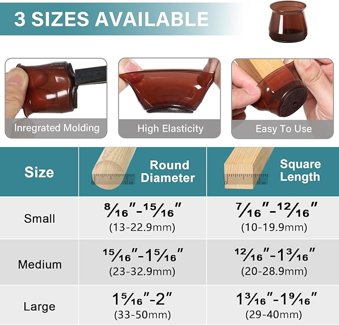 24 Pcs Chair Leg Floor Protectors Round, Silicone Felt Furniture Leg Pads Caps - Image 5