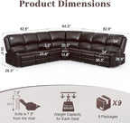 Yolsali Manual Reclining Sectional Sofa Set, 7 Seats Soft Leather Recliner - Image 2