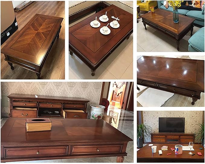 Vintage Wood Coffee Table for Living Room - Image 8