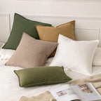 MIULEE Decorative Linen Pillow Covers 18x18 Inch Camel | Boho Farmhouse​ - Image 5