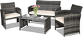 Goplus 4-Piece Rattan Patio Furniture Set, Outdoor Wicker Conversation Sofa by Goplus