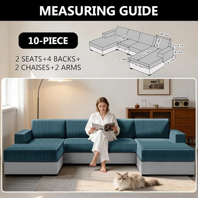 UNBBRRL 10 Pieces Stretch Sofa Cushion Covers - Image 2