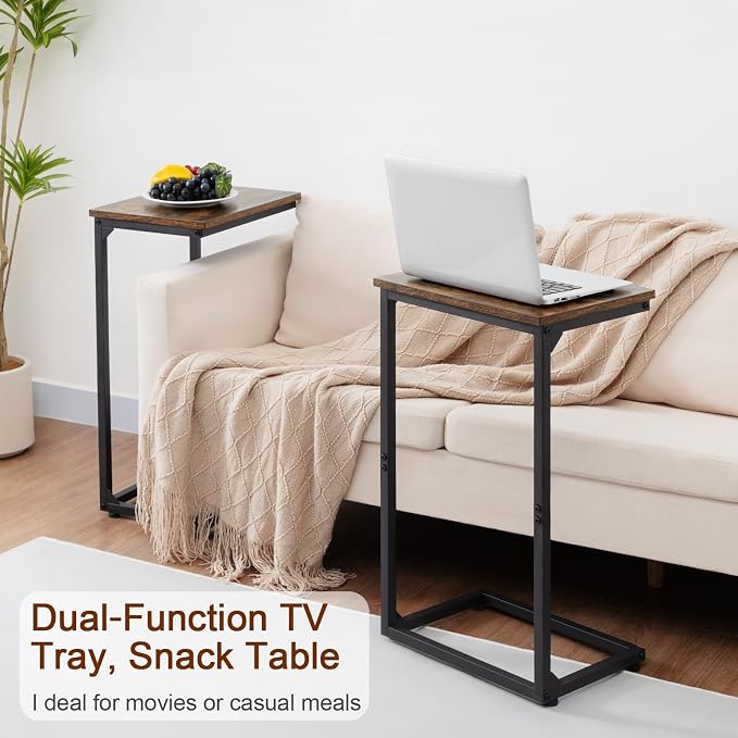 AMHANCIBLE C Shaped End Tables, Couch Side Tables that Slide Under, TV Trays - Image 5