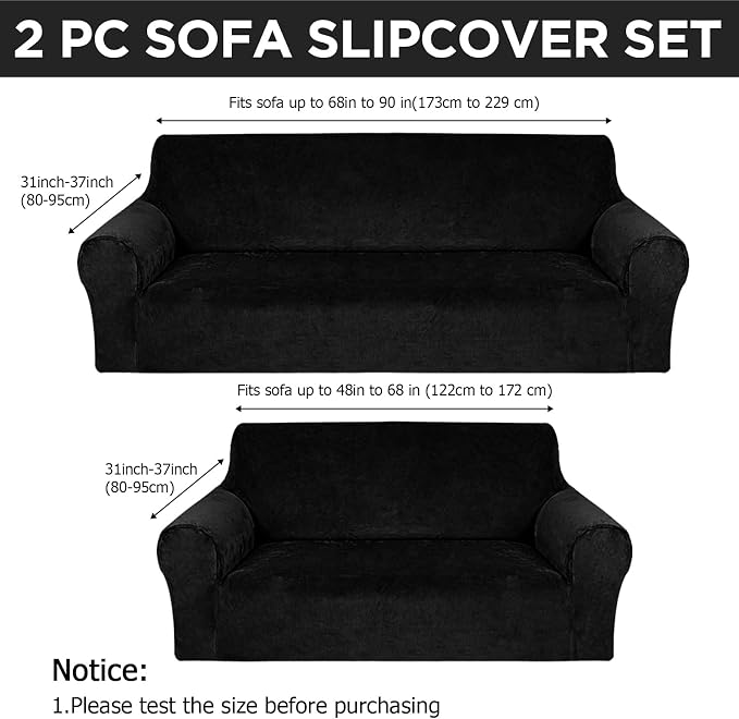 Peryiter 2 Pcs Sofa Covers Couch and Loveseat Covers Set Stretch Sofa Slipcover - Image 2