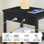 HOOBRO Side Table with Charging Station and USB Port, Small End Table - Image 4