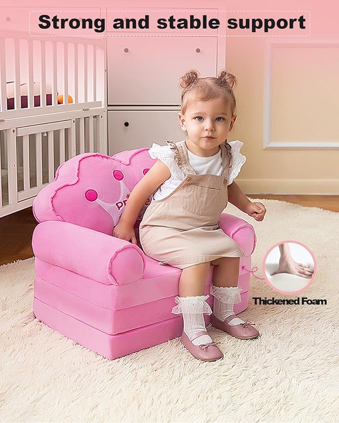 MOONBEEKI Kids Couch Fold Out, Foldable Princess Chair - Image 4