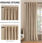 MIULEE Velvet Curtains 52x63 inches 2 Panels Camel Beige Blackout Curtains | - Image 2