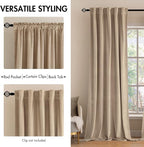 MIULEE Velvet Curtains 52x90 inches 2 Panels Camel Beige Blackout Curtains | - Image 2