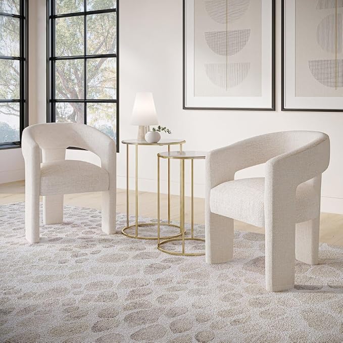 Jofran Gwen Jacquard Upholstered Accent Chair, Modern Luxury Plush Sculptural - Image 2