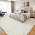PLHXFR 9x12 Area Rugs Living Room: Fluffy Bedroom Rug Shag Carpet White | - Image 2