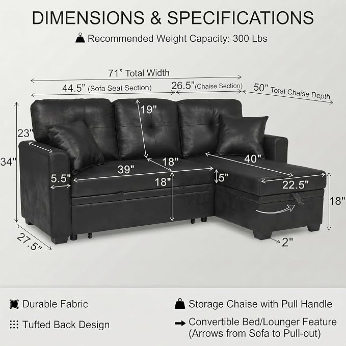 TYBOATLE Convertible Sofa Bed Couch - Image 2
