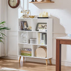 LEYAOYAO Cube Bookshelf 3 Tier Mid-Century White Modern Bookcase - Image 3