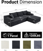 108" Cloud Sectional Couch, Modern Modular Sectional Sofa - Image 2