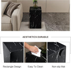 Black Rectangular End Coffee Table, Modern Elegant Bedside Nightstand Table - Image 3