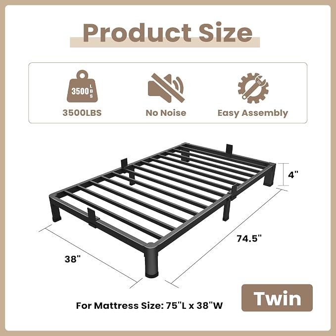 ROIL 4 inch Twin Bed Frames - Image 2
