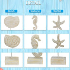 3pcs Wood Handmade Beach Nautical Style Figurines Starfish/Conch/Seahorse - Image 3