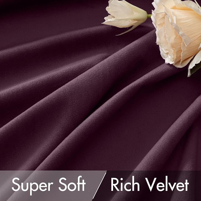 MIULEE Dark Purple Velvet Curtains 52x90 inches Luxury Blackout Curtains | - Image 4