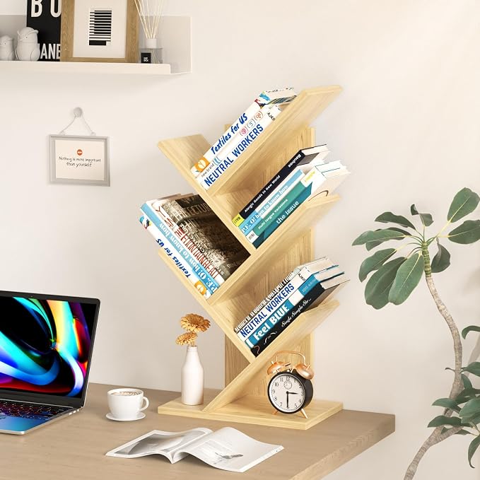 SHEEPAM 5 Tier Tree Book Shelf, Small Desktop Bookshelf - Image 5