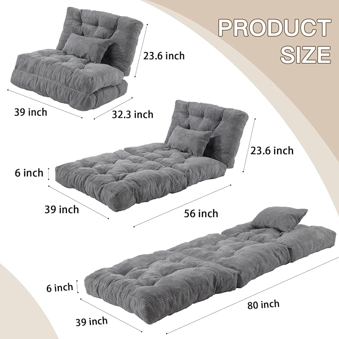 Folding Sofa Bed, Convertible Sleeper Chair - Image 2