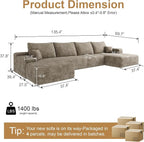 AUGOP 136" Sectional Couches for Living Room Modern Modular Sofa - Image 2