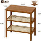 Rattan Side Table Mid Century Modern End Table 3-Tier - Image 2