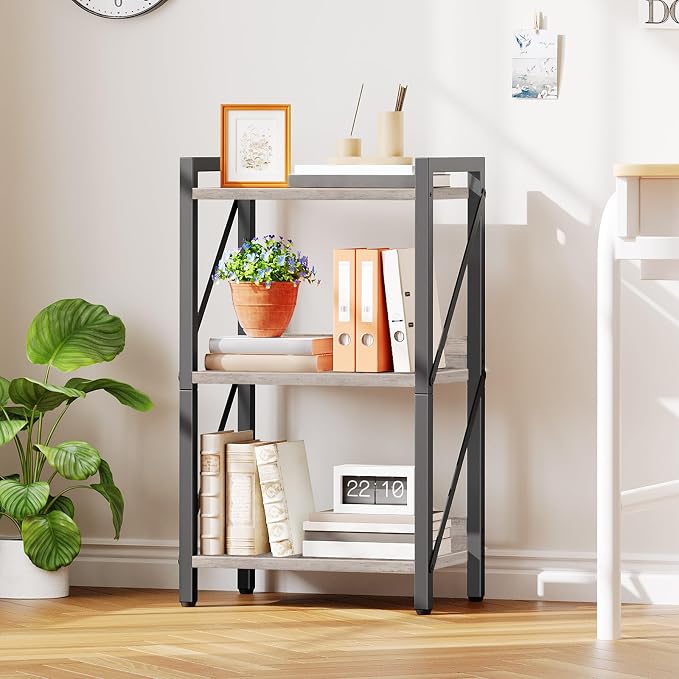 HOOBRO Bookshelf, 3-Tier Industrial Bookcase, Book Shelf Storage Organizer - Image 9