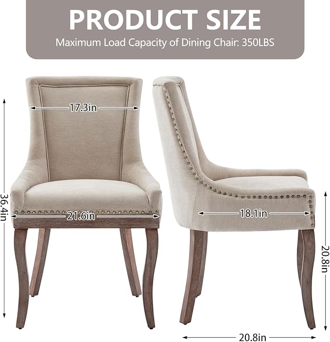 Modern Dining Chairs Set of 2, High Back Dining Chairs Side Chairs - Image 3