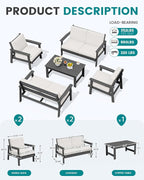 SERWALL HDPE Patio Furniture Set, 5 Piece All Weather Wood-Like Sectional - Image 3