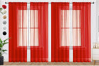 SpaceDresser Sheer Red Curtains 4 Panels Rod Pocket Semi-Sheer Curtain 84 by SpaceDresser
