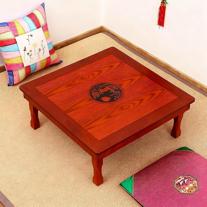 Folding Coffee Table, Square Wooden Low Table, Japanese Floor Sitting Tables - Image 7