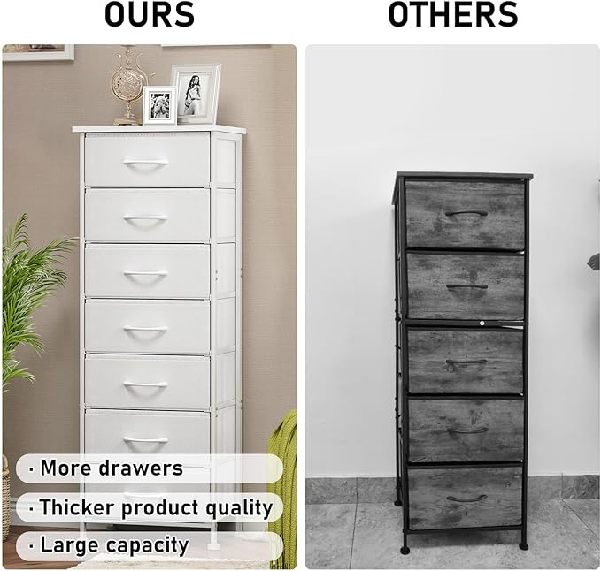 Fixwal Tall Narrow White Dresser - Image 6