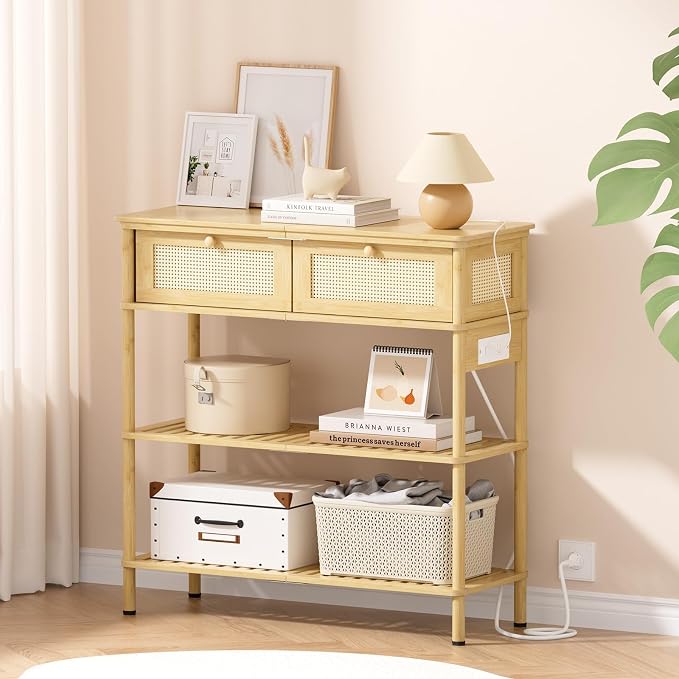 Entryway Table Sofa Console Table, Bamboo Small Entry Way Table - Image 8