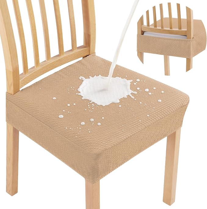 Smiry Waterproof Seat Covers for Dining Room Chairs Set of 2, Stretch Jacquard by Smiry