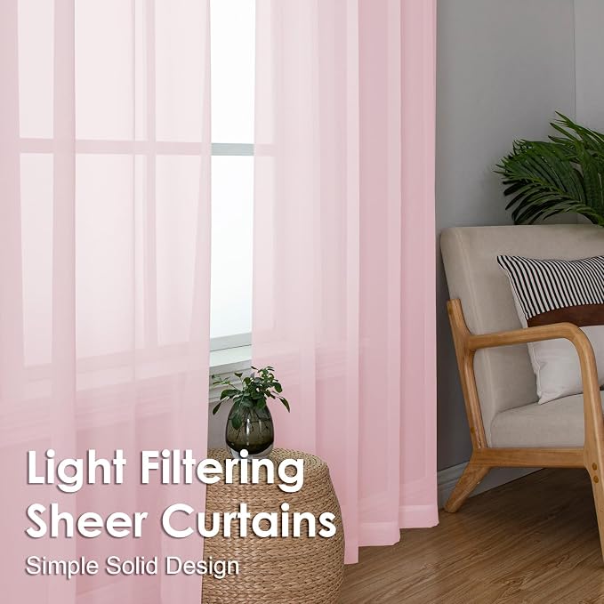 Blush Pink Sheer Curtains 120 Inches Long 2 Panels - Image 7