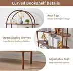 79" Tall Arched Bookshelf with Sliding Tambour Doors, Mid Century Modern Curved - Image 6