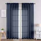 Chyhomenyc Navy Blue Sheer Curtains 84 Inches Long 2 Panels, Light Filtering by Chyhomenyc