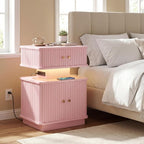Nightstand with Charging Station, Modern Night Stand with Smart Led Light and 2 - Image 3
