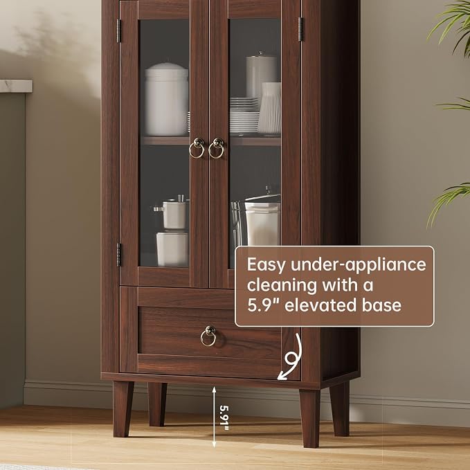 71" Tall Arched Cabinet with Acrylic Door, Modern Curio Arched Bookcase with - Image 5