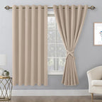 Grommet Blackout Curtains for Bedroom 70 x 63 Inches Camel 2 Panels | Thermal - Image 8