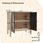 Black Accent Furniture, 32 Inch Wide 2-Door Carved Geometric Sideboard Buffet - Image 2
