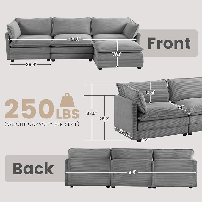 ROWHY 112'' Modular Sectional Cloud Couch - Image 2